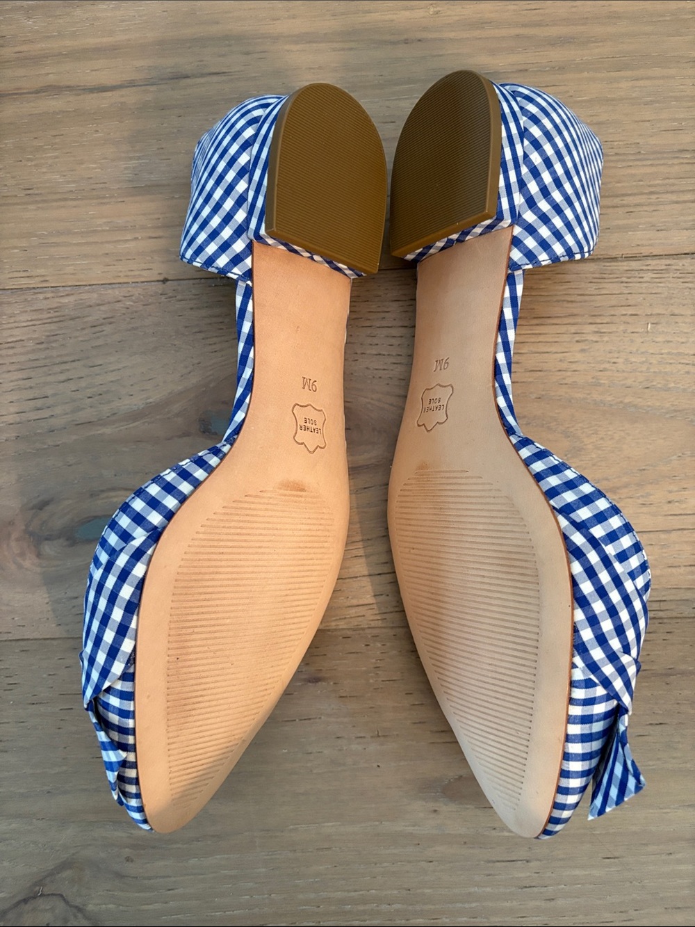Talbots Blue and White Gingham Pointed D'Orsay Flats - Picture 2 of 5